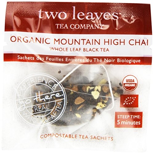 Two Leaves Tea Company Organic Mountain High Chai Black Tea, 100-Count