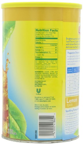 Lipton Iced Tea Sugar Sweetened Iced Tea Mix, Natural Lemon Flavor, 70.5 Ounce Containers (Pack of 2)