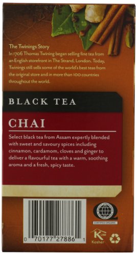 Twinings Chai Organic Tea, 20 Count Tea Bags 1.41 Ounce
