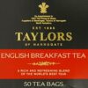 Taylors of Harrogate English Breakfast Tea, 50 Count Tea Bags, 4.41oz