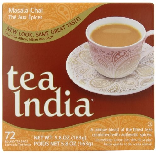 Tea India Masala Chai Tea, 72 Tagless Tea Bags, 5.8-Ounce Boxes (Pack of 6)