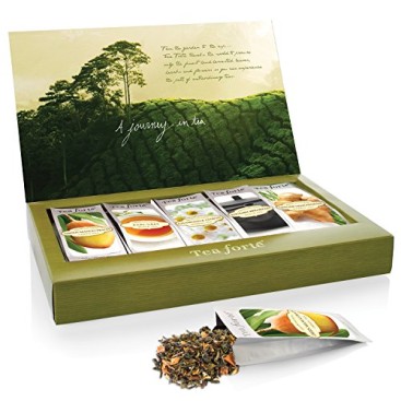 Tea Forte Classic SINGLE STEEPS Loose Leaf Tea Sampler, 15 Single Serve Pouches – Green Tea, Herbal Tea, Black Tea