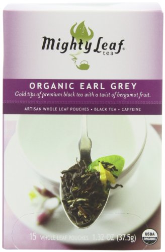 Mighty Leaf Organic Tea, Earl Grey, 15-Count Whole Leaf Pouches (Pack of 3)