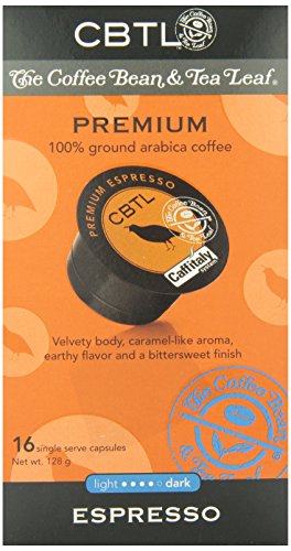 CBTL Premium Espresso Capsules By The Coffee Bean & Tea Leaf, 16-Count Box