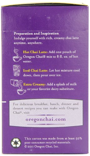 Oregon Chai Vanilla Chai Tea Latte Powdered Mix, 8-Count Envelopes (Pack of 6)