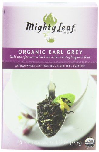 Mighty Leaf Organic Tea, Earl Grey, 15-Count Whole Leaf Pouches (Pack of 3)