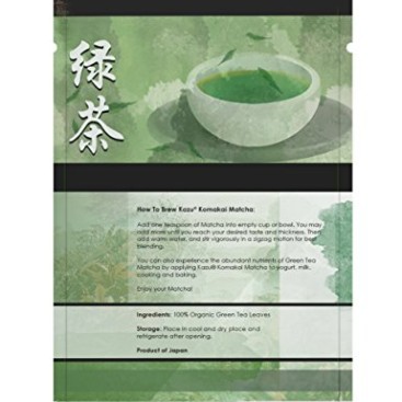 100% ORGANIC Product of Japan Green Tea Matcha, “Komakai” or”Drinking Quality” (BETTER THAN Culinary Quality, NO BITTERNESS, FLOWERY AROMA, EXTRA-FINE POWDER)