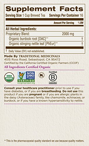 Traditional Medicinals Organic Burdock with Nettle Leaf Tea, 16 Tea Bags