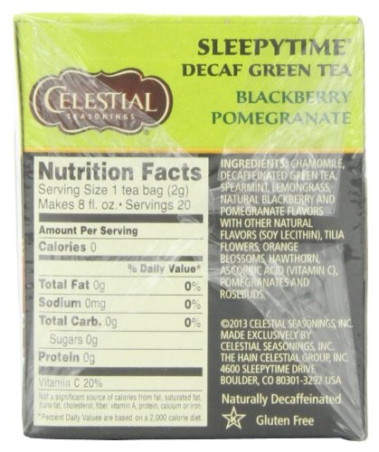 Celestial Seasonings Sleepytime Decaf Blackberry Pomegranate Tea, 20 Count