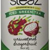 Steaz Organic Iced Green Tea, Unsweetened Dragonfruit, 16 Ounce (Pack of 12)