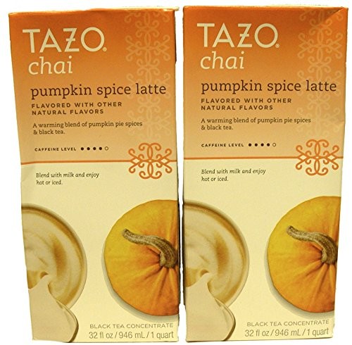 Tazo Pumpkin Spice Chai Tea Latte Concentrate (32 oz, 1 quart) – Pack of 2