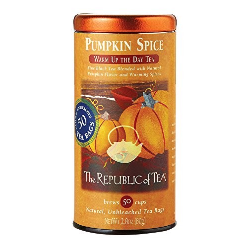 The Republic Of Tea, Pumpkin Spice Seasonal Black Tea, 50 Tea Bag Tin