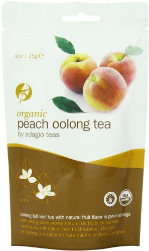 Adagio Teas Organic Tea Bags, Peach Oolong, 10 Count