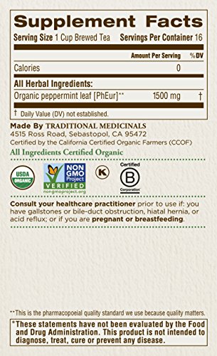 Traditional Medicinals Organic Peppermint Tea, 16 Tea Bags (Pack of 6)