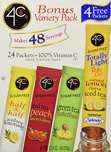 4C Totally Light Tea 2 Go Bonus Variety Pack Ice Tea Mix, 24-Count Boxes (Pack of 3)