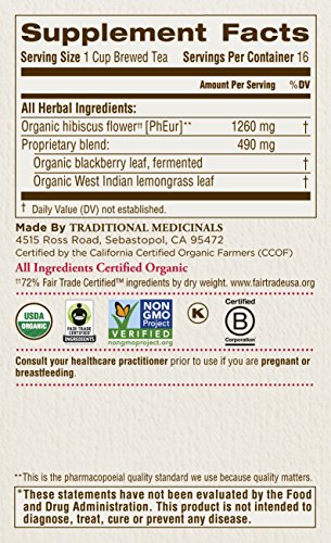 Traditional Medicinals Organic Hibiscus Tea, 16 Tea Bags