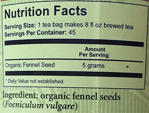 Heather’s Tummy Teas Organic Fennel Tea Bags (45 Jumbo Teabags) for IBS, 8.82 Ounce