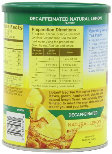 Lipton Iced Tea Mix, Decaffeinated Lemon Sweetened (1 lbs 9.1 ounces) (Pack of 3)