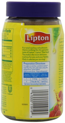 Lipton  Iced Tea Mix, Diet Raspberry  2.6 Ounce (Pack of 4)