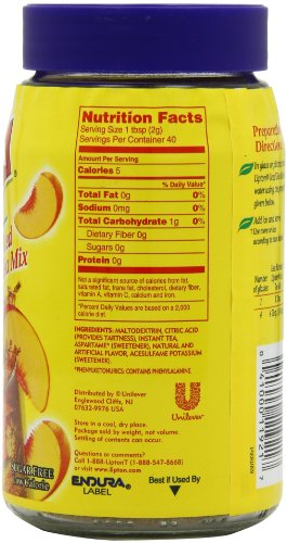 Lipton  Iced Tea Mix, Diet Peach 2.9 oz ,  ( Pack  of  4 )