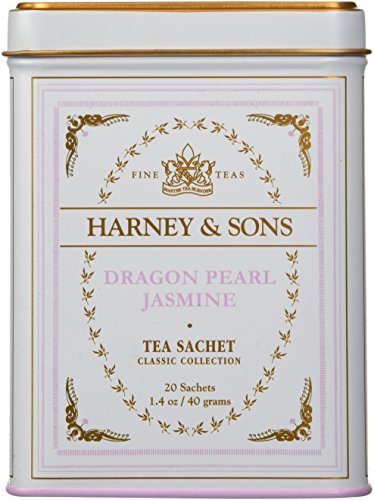 Harney and Sons Classic Tea Sachet in Tin, Dragon Pearl Jasmine, 20 Count (Pack of 4)