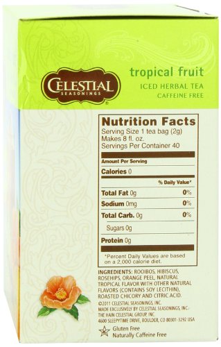 Celestial Seasonings Tropical Fruit Cool Brew Iced Herbal Tea, 40 Count 3.2 Ounce Boxes (Pack of 6)