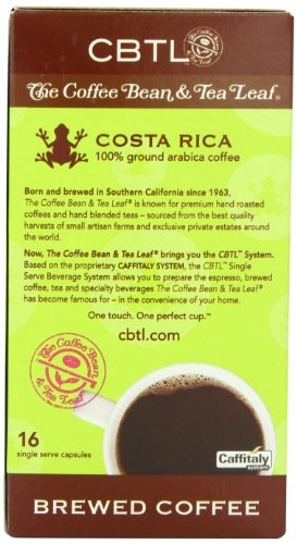 CBTL Costa Rica Brew Coffee Capsules By The Coffee Bean & Tea Leaf, 16-Count Box