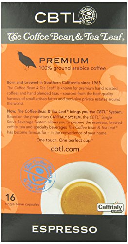 CBTL Premium Espresso Capsules By The Coffee Bean & Tea Leaf, 16-Count Box