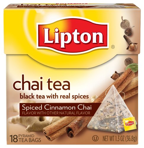 Lipton Pyramid Tea Bags, Spiced Cinnamon Chai, 18 Count
