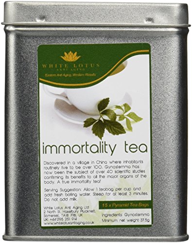 White Lotus Anti Aging-Jiaogulan Tea -Gynostemma-Jiao Gu Lan Tea- Premium grade ‘Immortality tea’ in Pyramid tea bags- Free from Caffeine!- BY FAMOUS ANTI AGING EXPERTS