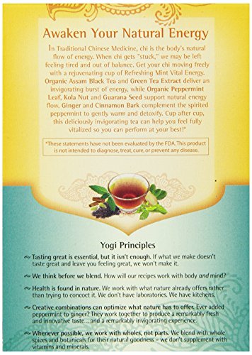 Yogi Refreshing Mint Vital Energy Tea, 16 Tea Bags (Pack of 6)