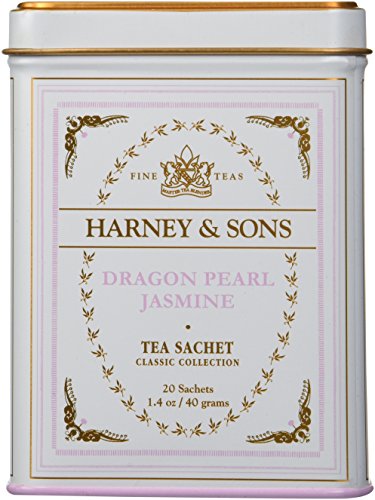 Harney and Sons Classic Tea Sachet in Tin, Dragon Pearl Jasmine, 20 Count (Pack of 4)