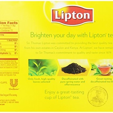 Lipton Tea, Decaffeinated 75 Count, Net Wt. 5oz (Pack of 2)