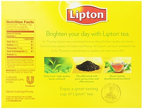 Lipton Tea, Decaffeinated 75 Count, Net Wt. 5oz (Pack of 2)