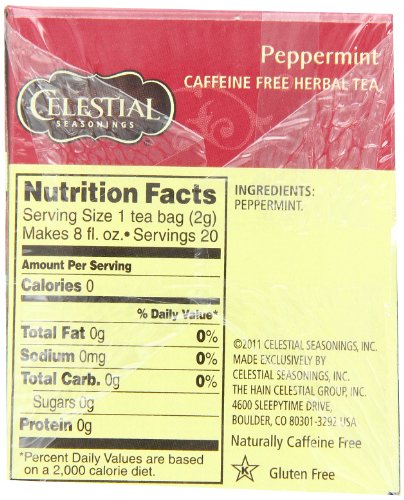 Celestial Seasonings Peppermint Tea, 20 Count (Pack of 6)