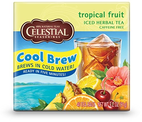 Celestial Seasonings Tropical Fruit Cool Brew Iced Herbal Tea, 40 Count 3.2 Ounce Boxes (Pack of 6)