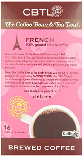 CBTL French Brew Coffee Capsules By The Coffee Bean & Tea Leaf, 128 Grams,16-Count Box