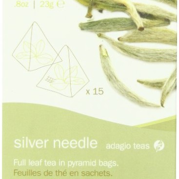 Adagio Teas Gourmet Tea Bags, Silver Needle, 15 Count