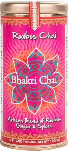 Bhakti Chai Rooibos Chai, Two Canisters, Each with 14 Pyramid Bags