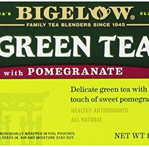 Bigelow Green Tea with Pomegranate 20-Count Boxes , Net weight 1.37 oz (Pack of 6)