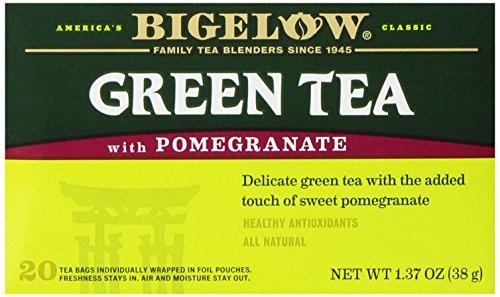 Bigelow Green Tea with Pomegranate 20-Count Boxes , Net weight 1.37 oz (Pack of 6)