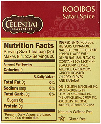 Celestial Seasonings Safari Spice Red Tea, 20 Count (Pack of 6)