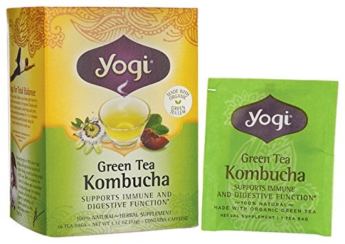 Yogi Kombucha Green Tea, 16 Tea Bags,1.12oz (Pack of 6)