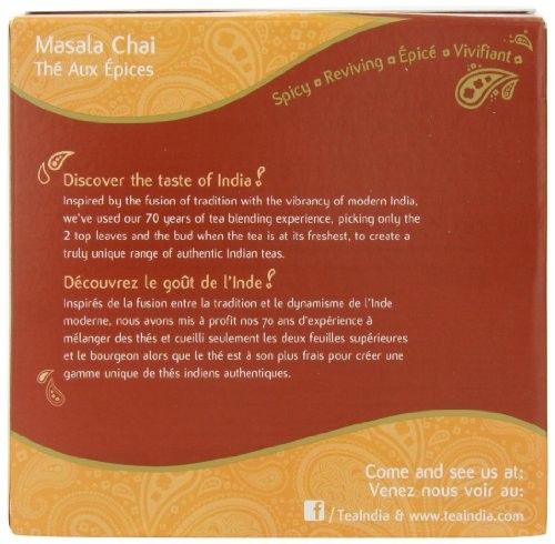 Tea India Masala Chai Tea, 72 Tagless Tea Bags, 5.8-Ounce Boxes (Pack of 6)