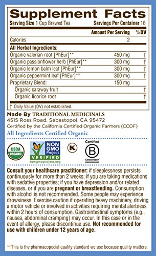 Traditional Medicinals Organic Nighty Night Valerian Tea, 16 Tea Bags