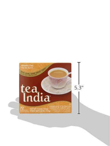 Tea India Masala Chai Tea, 72 Tagless Tea Bags, 5.8-Ounce Boxes (Pack of 6)