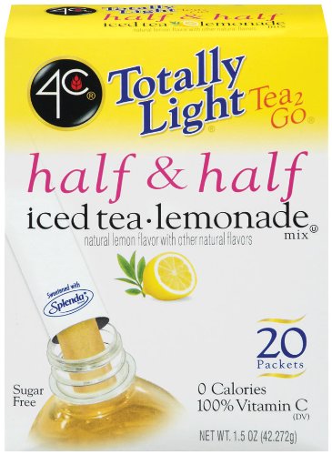 4C Totally Light Tea 2 Go Half & Half, Iced Tea Lemonade, Sugar Free, 20-Count (Pack of 3)