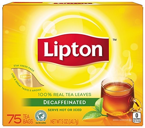 Lipton Tea, Decaffeinated 75 Count, Net Wt. 5oz (Pack of 2)