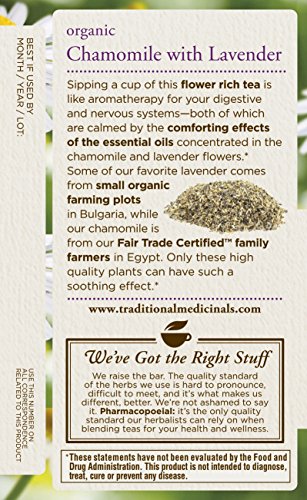 Traditional Medicinals Organic Chamomile with Lavender Tea, 16 Tea Bags (Pack of 6)