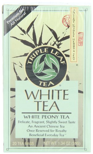 Triple Leaf Tea, Tea Bags, White Peony Tea, 1.34 Oz  Bags, 20-Count Boxes (Pack of 6)